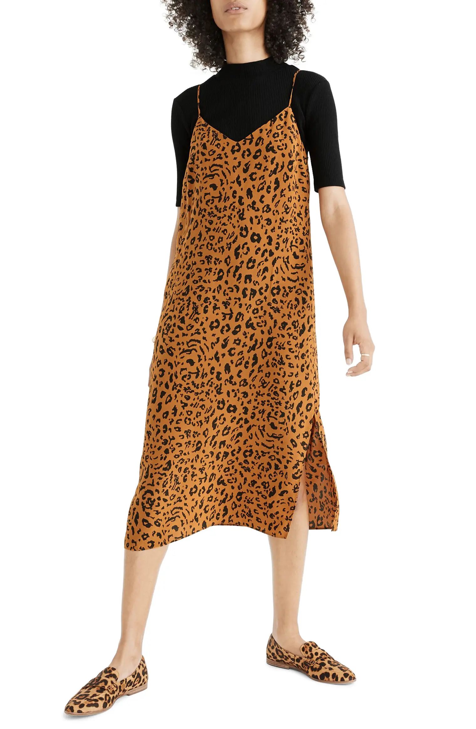 Literal Leopard Silk Side Slit Slipdress | Nordstrom