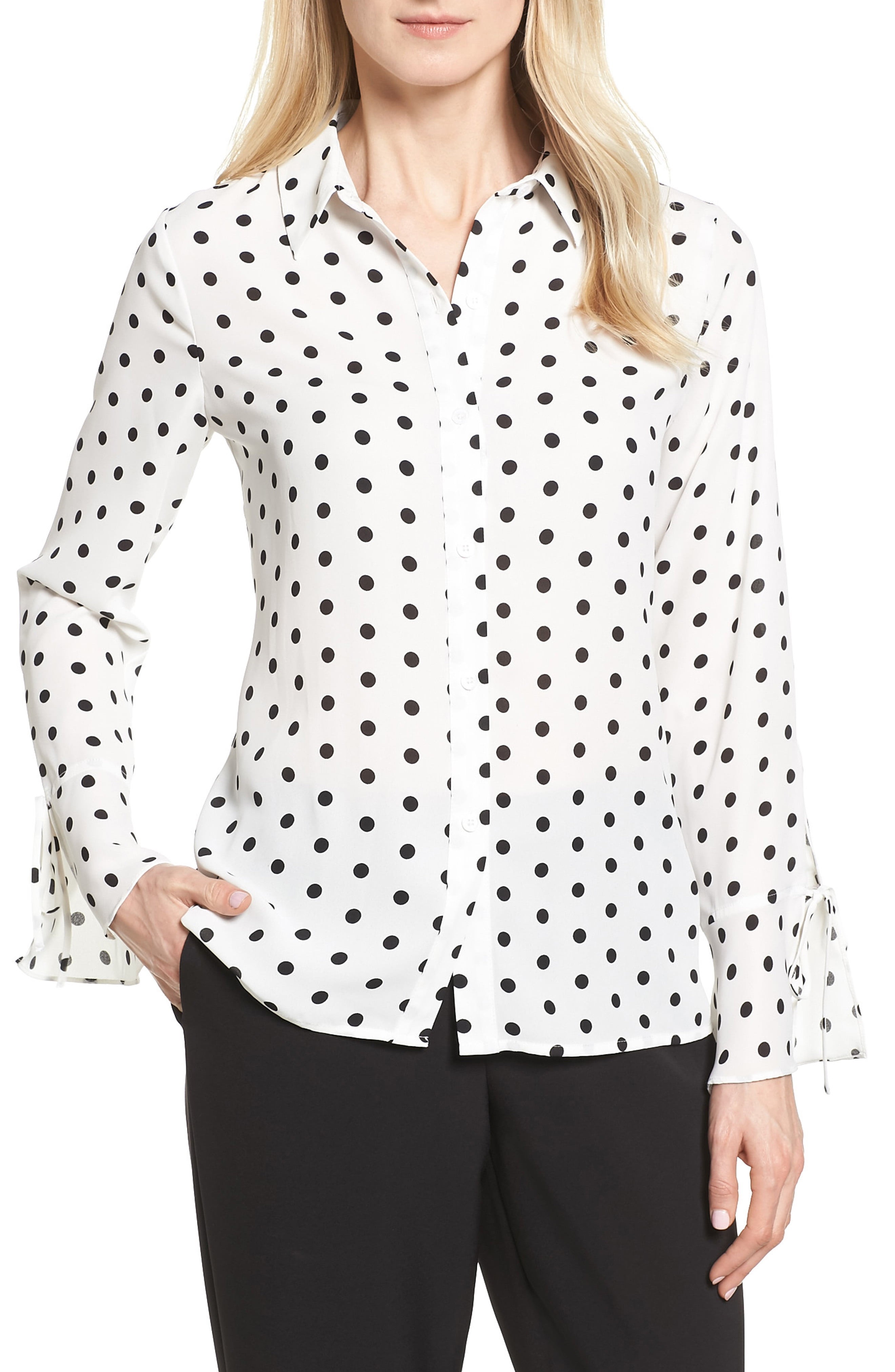 Flutter Cuff Polka Dot Blouse | Nordstrom