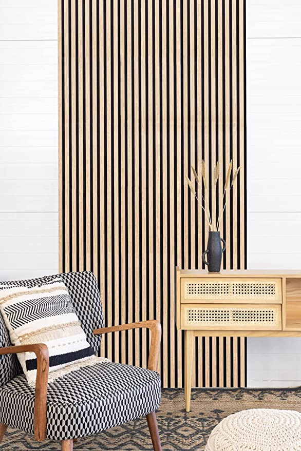 Leiste24 Lamellenverkleidung - Wandverkleidung - Akustikpaneel 400 x 2600 mm - Akustikfilz Schwar... | Amazon (DE)