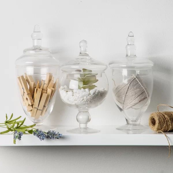 3 Piece Brentten Clear Glass Apothecary Jar Set | Wayfair Professional