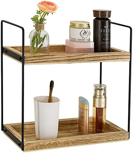 2 Tier Bathroom Countertop Organizer, Counter Standing Rack Cosmetic Holder, Countertop Storage S... | Amazon (US)