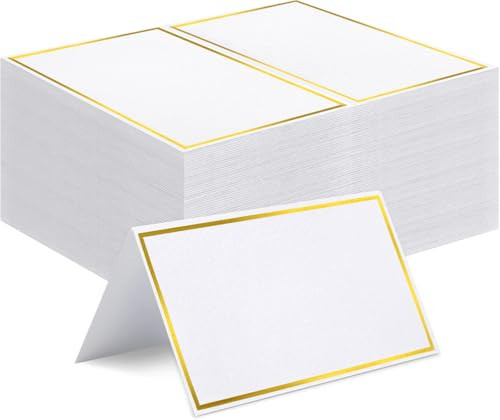 120 Pcs Place Cards, 2x3.5in Blank Fillable Banquet Seat Card with Gold Foil Frame for Table Setting, Escort Card, Wedding Place Cards for Wedding, Table, Dinner Parties | Amazon (US)