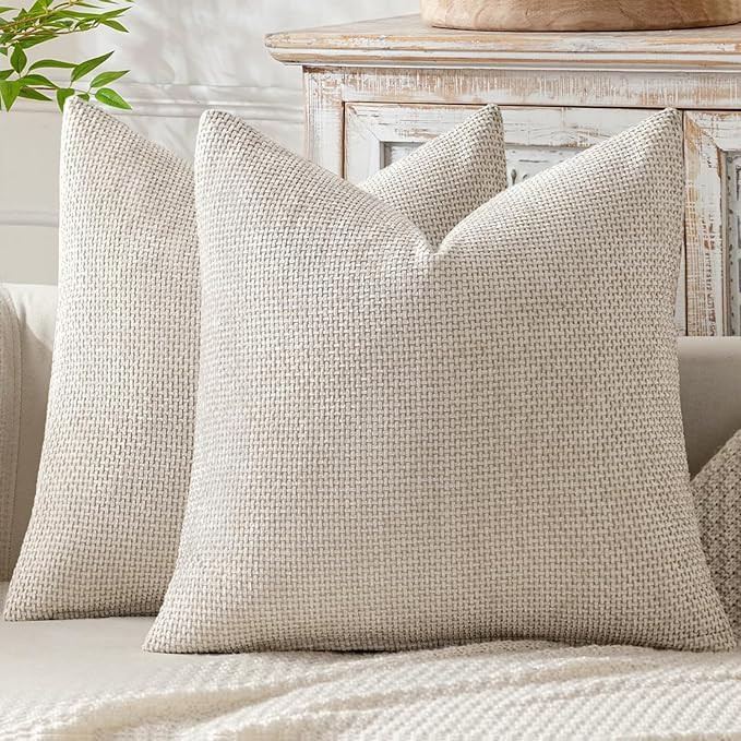 MIULEE Pack of 2 Couch Throw Pillow Covers 18x18 Inch Neutral Beige Modern Boho Accent Decorative... | Amazon (US)