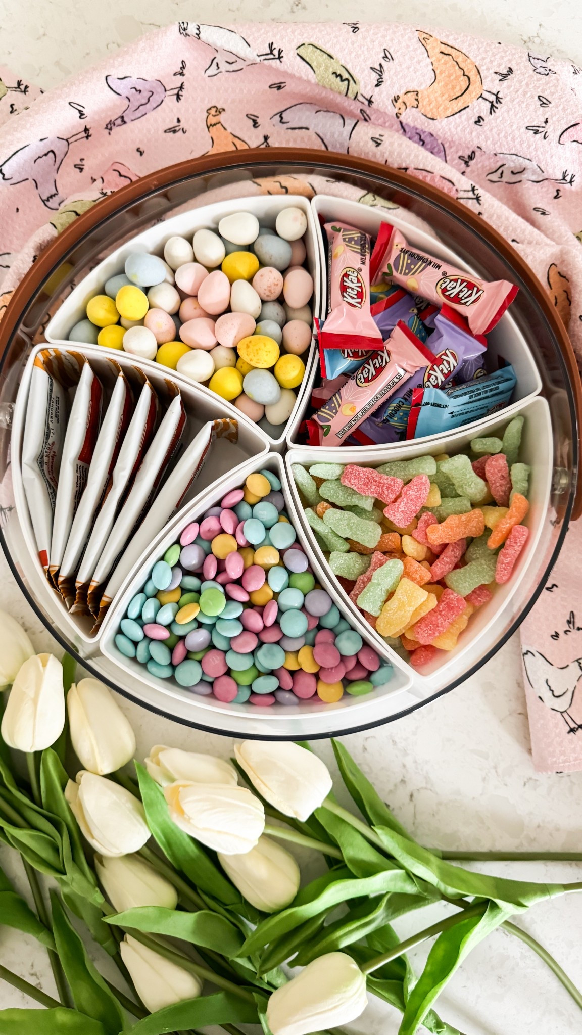 Easter Candy Tray! 

Chocolate candies, mini waffles, mini eggs Easter chocolate candy pack, sour patch kids, kit kat, Serving Tray with Lid and Handle! 

#LTKHome