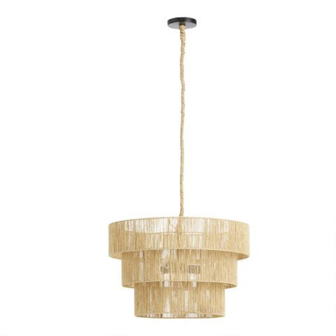 Ava Abaca Rope Tiered 3 Light Pendant Lamp | World Market