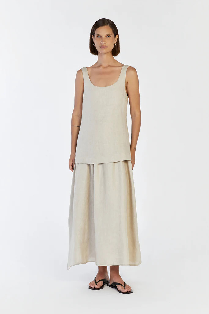 GIGI CHALK LINEN MIDI DRESS | DISSH