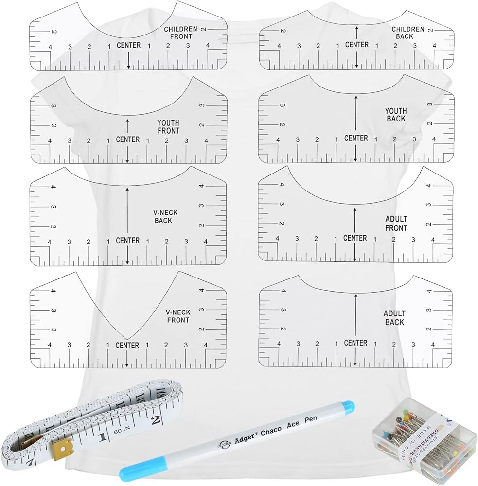 Koogel 12 Pcs Tshirt Ruler, T-Shirt Alignment Guide Tool Tshirt Ruler Guide T Shirt Rulers to Cen... | Amazon (US)