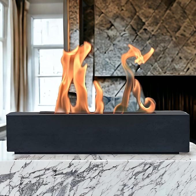 Colsen Black Rectangular Tabletop Fire Pit - Smokeless Odorless Fire Pit - Outdoor Indoor Firepla... | Amazon (US)