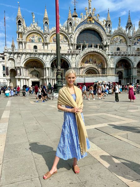 Looking for an outfit that’s cute and classy to respectfully visit beautiful European churches?  Pictured here is my go-to for European adventures.  I keep the shawl with me throughout the day and put it on to cover my shoulders as needed in houses of worship.  This Hill House dress is perfect, too, because it covers my knees, but is still light weight and easy. ✝️🩵🙏 

#LTKeurope #LTKstyletip #LTKtravel