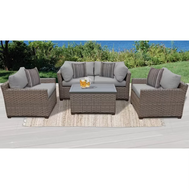 Monterey 5pc Outdoor Wicker Sectional Sofa Seating Group with Cushions - TK Classics | Target