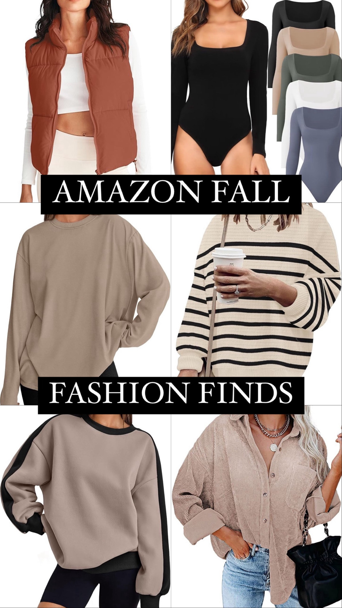 Fall amazon women’s fashion finds — oversized long sleeve, puffer vest, sweaters, body suits. just ordered a few and will report back on fit and quality! 

Affordable / petite / amazon finds / neutrals 

#LTKStyleTip #LTKFindsUnder50 #LTKSeasonal