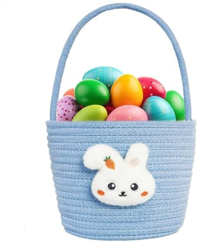 Easter Basket for Kids, Easter Bunny Basket with Gift Bags and Ribbons, Woven Cotton Rope Egg Eas... | Amazon (US)