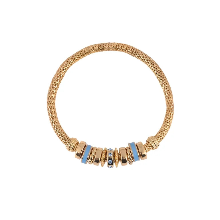 Time and Tru Goldtone Chain with Aqua Birthstone "March" Bracelet | Walmart (US)