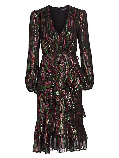 Alya Metallic Striped Midi Dress | Saks Fifth Avenue