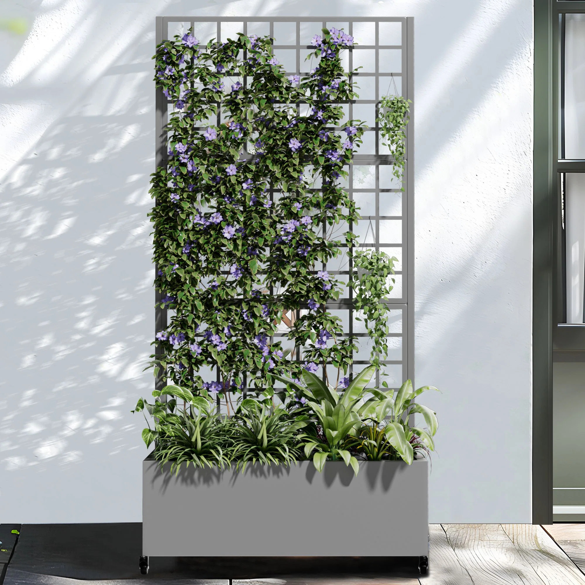 73"H×35"W Metal Planter Box with Trellis with Wheels | Wayfair North America
