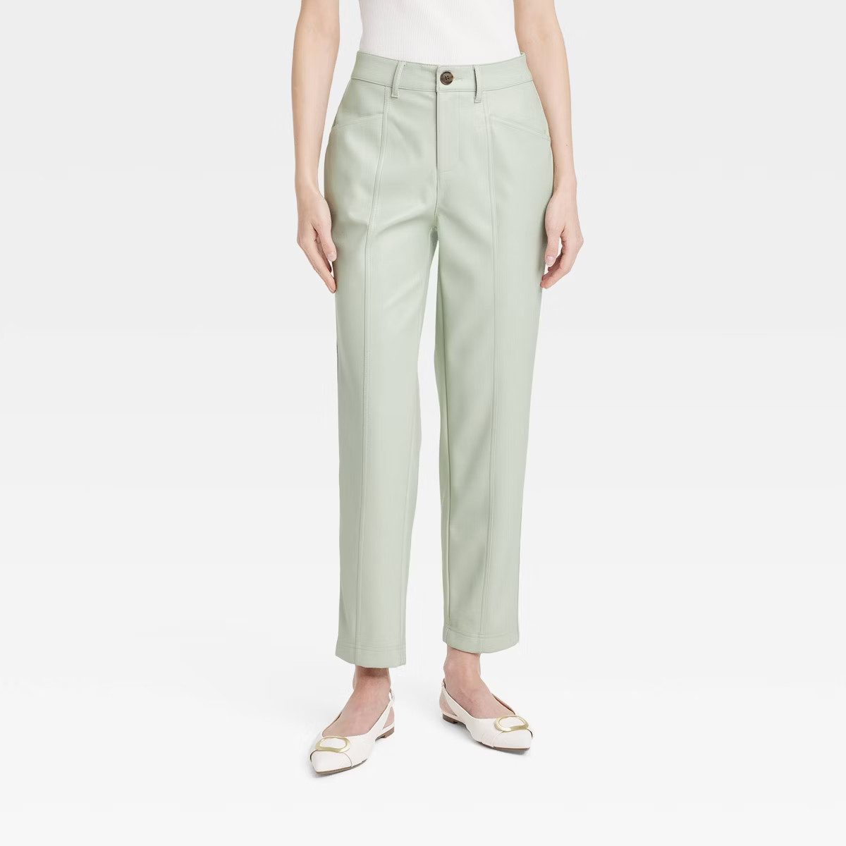 Women's High-Rise Faux Leather Ankle Trousers - A New Day™ | Target
