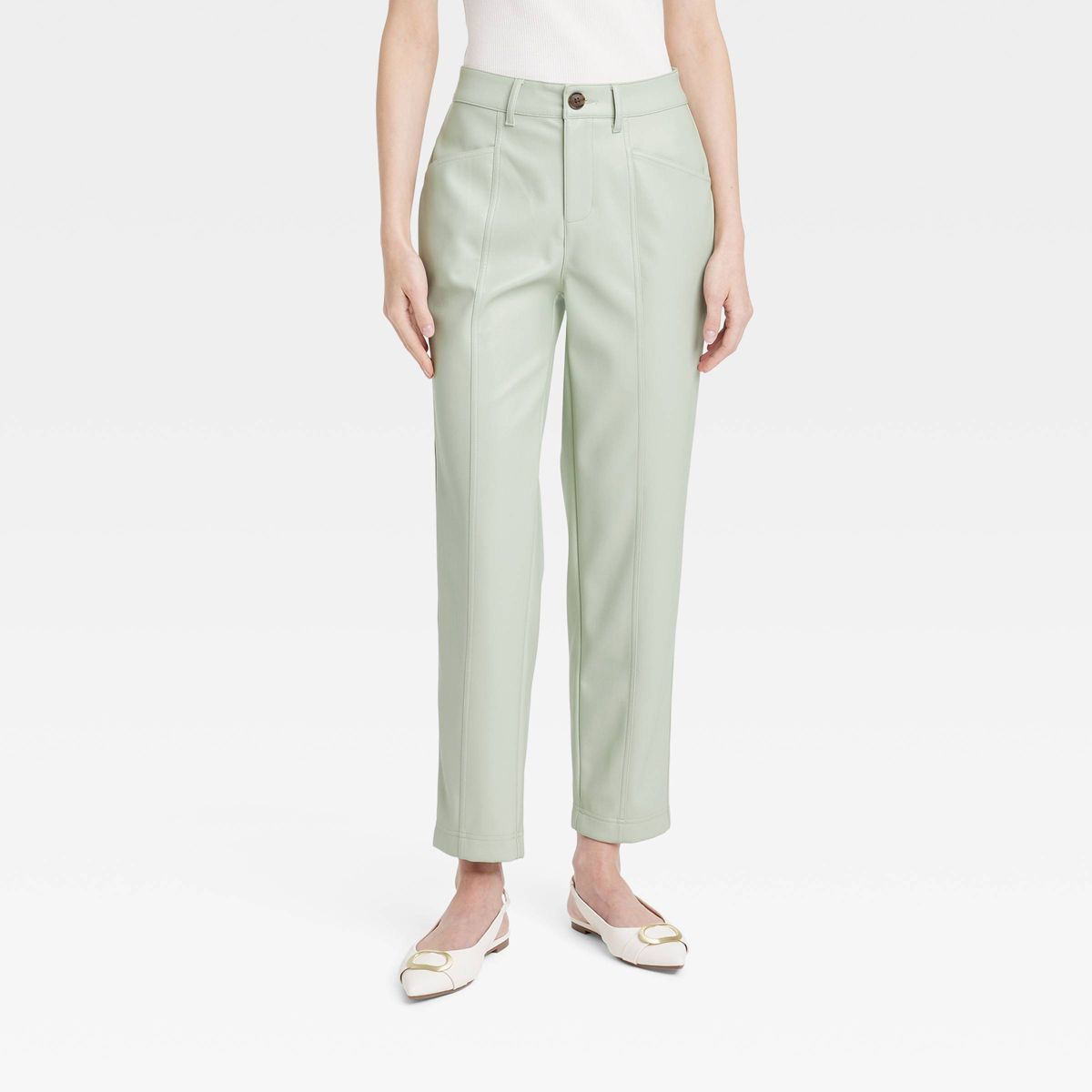 Women's High-Rise Faux Leather Ankle Trousers - A New Day™ | Target