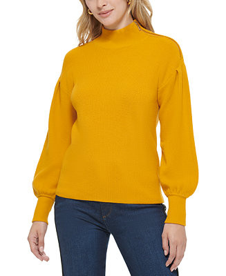 Karl Lagerfeld Paris Women's Mock Neck Shoulder-Detail Sweater & Reviews - Sweaters - Women - Mac... | Macys (US)