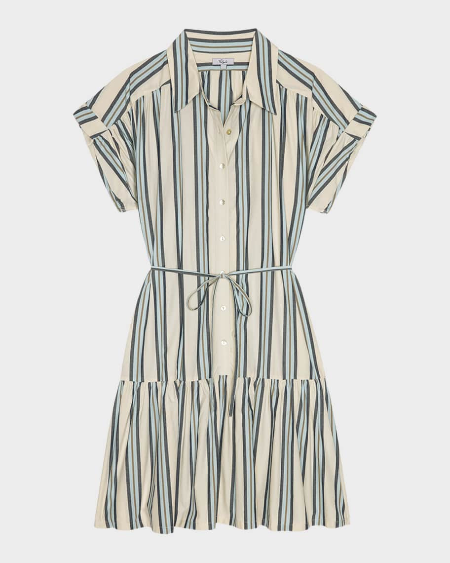 Evaline Stripe Cotton Mini Dress | Neiman Marcus