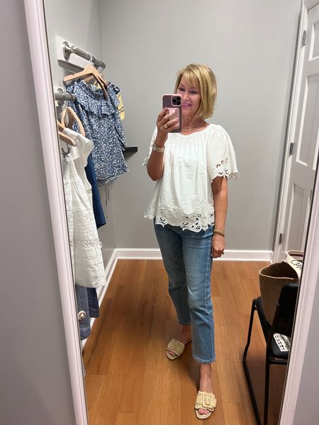 Ralph Lauren white embroidered blouse and girlfriend ankle jeans! Sam Edelman shoes on sale!!

#LTKSaleAlert #LTKOver40 #LTKSeasonal