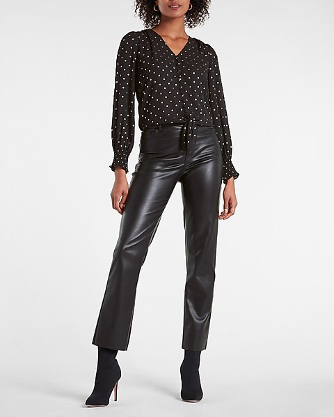 Polka Dot Button Front Tie Bottom Top | Express