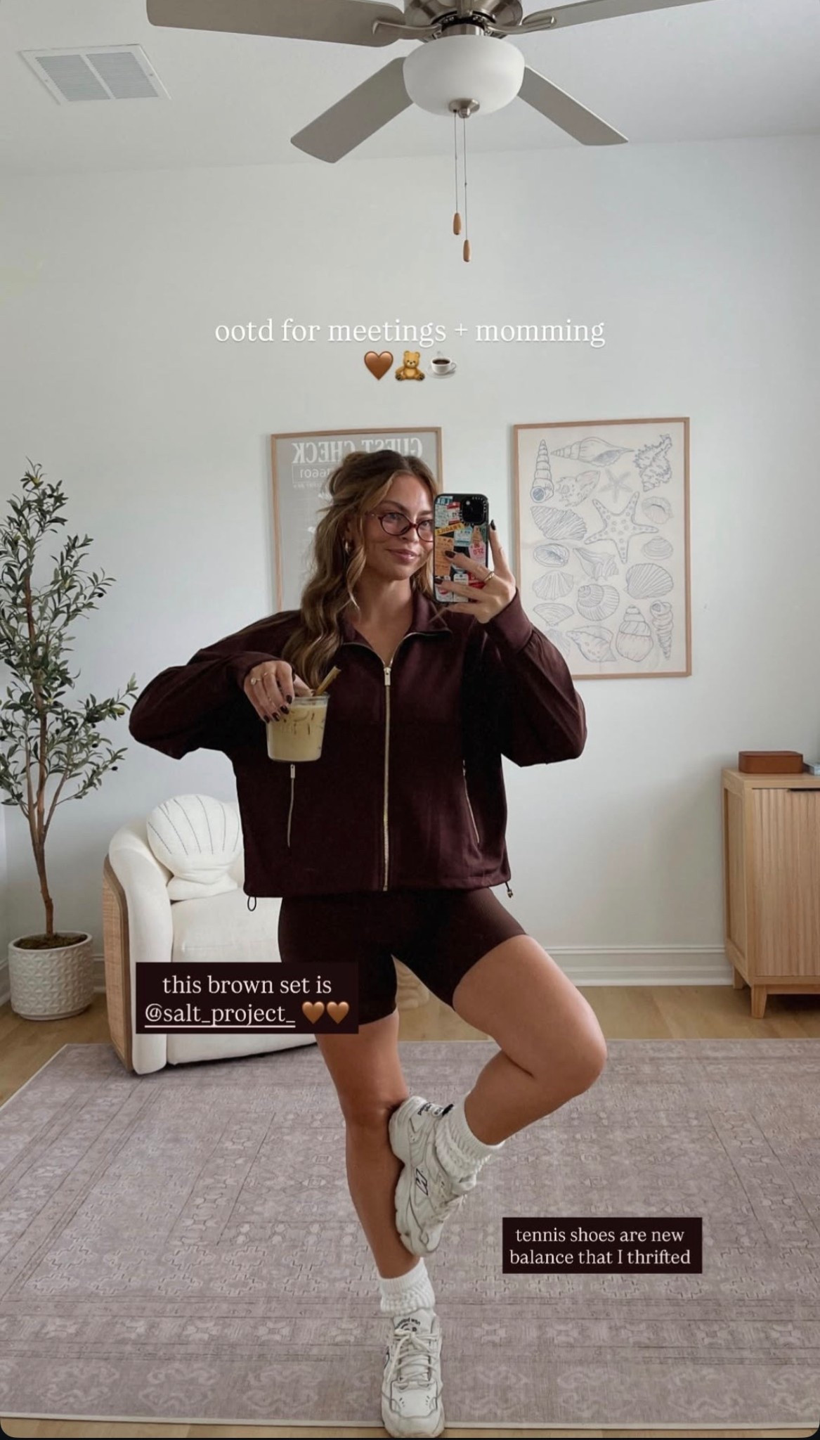 ootd for meetings + momming 🤎 this brown set is from salt project and i just thrifted these new balance sneakers!

#LTKFindsUnder100 #LTKStyleTip #LTKActive