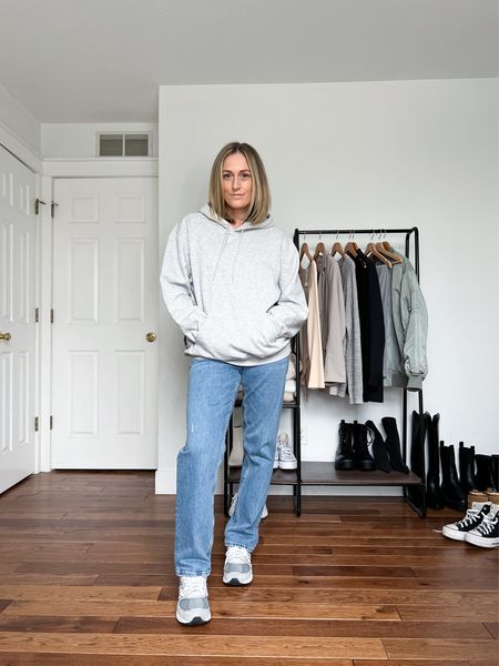 Jeans. Spring outfit. Spring outfit idea. Casual outfits. Casual outfit idea. Hooded sweatshirt. Hoodie. Straight leg jeans. Dad shoes. New Balance shoes. Mom outfit.

#LTKSeasonal #LTKfindsunder100 #LTKfindsunder50
