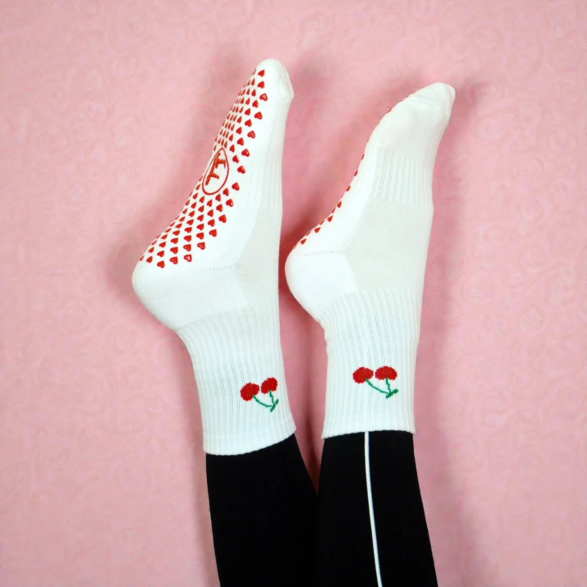 Cherry Pilates Sock | SuzieB Fitness