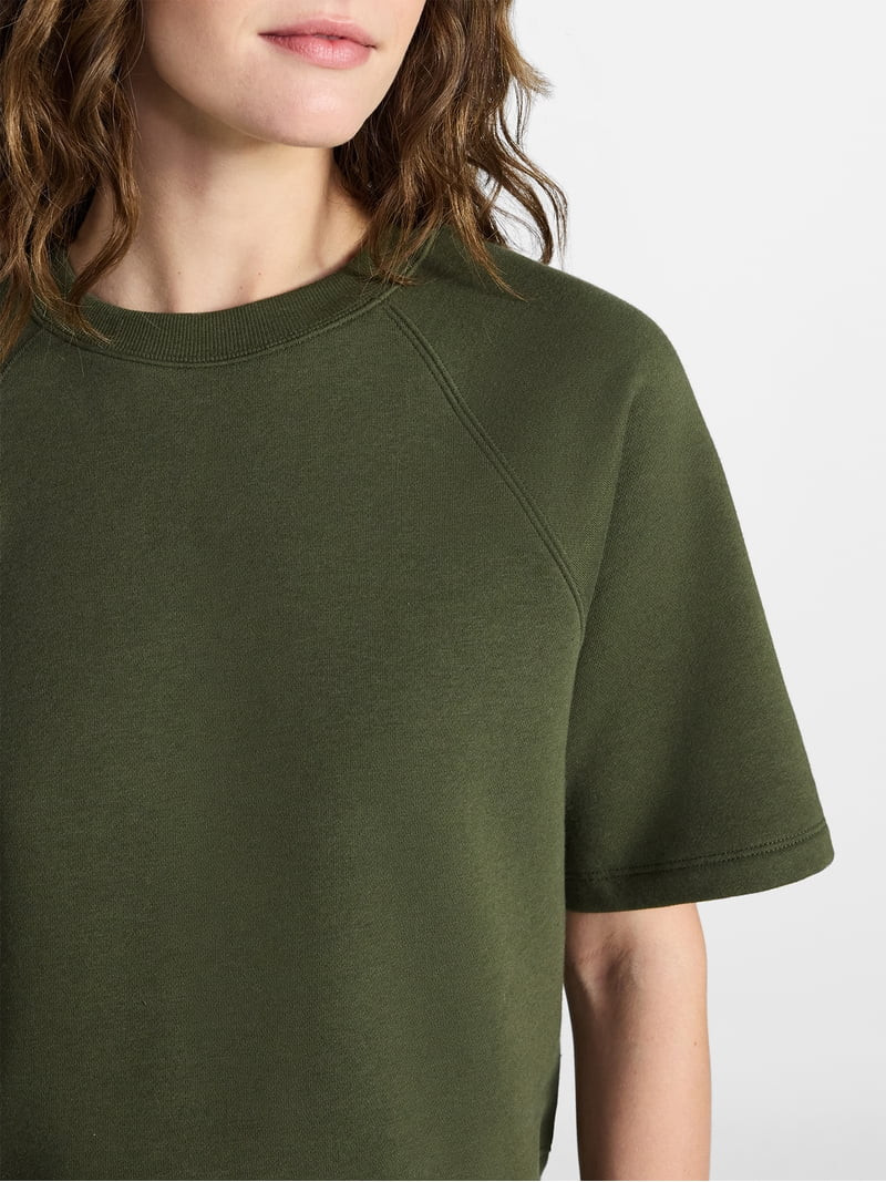 Time and Tru Women's Boxy Sweatshirt with Short Sleeves, Size XS-XXXL | Walmart (US)