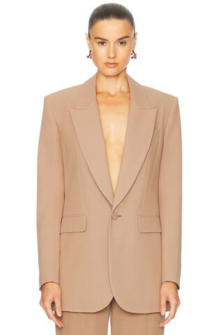 Saint Laurent Single Breasted Blazer in Tan | FWRD 