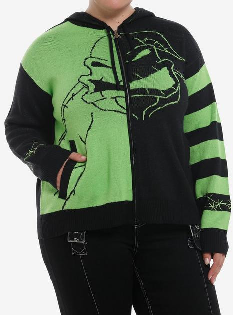 Her Universe The Nightmare Before Christmas Oogie Boogie & Oogie's Boys Split Girls Knit Hoodie P... | Hot Topic