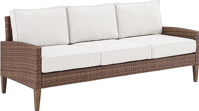 Crosley Furniture KO70194BR-CR Capella Outdoor Wicker Sofa, Brown with Creme Cushions | Amazon (US)