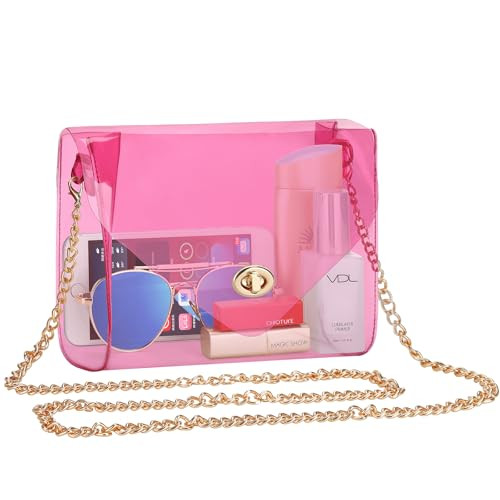 HAOGUAGUA Clear Purse for Women, Clear Bag Stadium Approved, See Through Clear Handbag for Concerts Sports Events (Red Style) | Amazon (US)