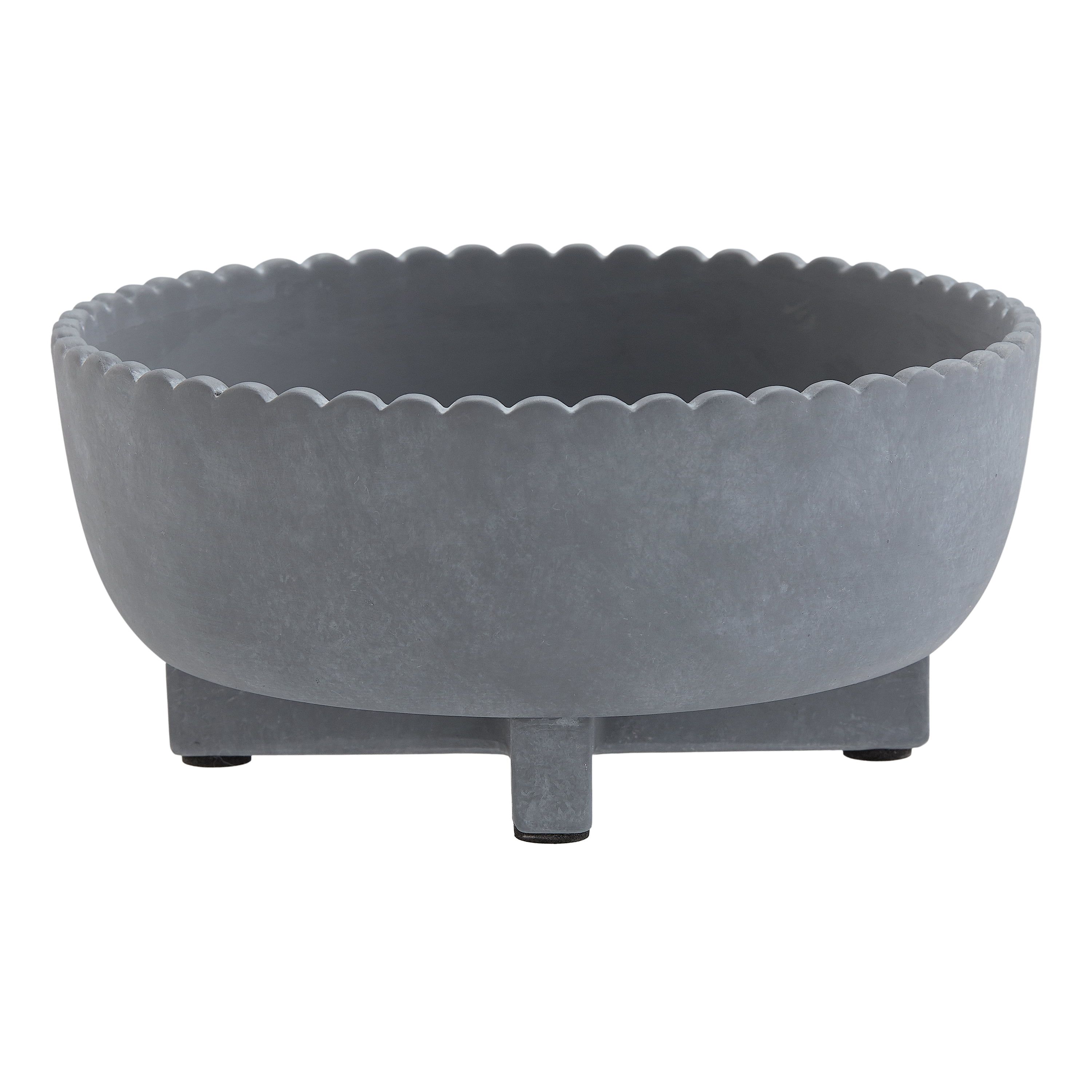Better Homes & Gardens Pottery 8" Thalea Ceramic Scalloped Bowl with Stand, Grey | Walmart (US)