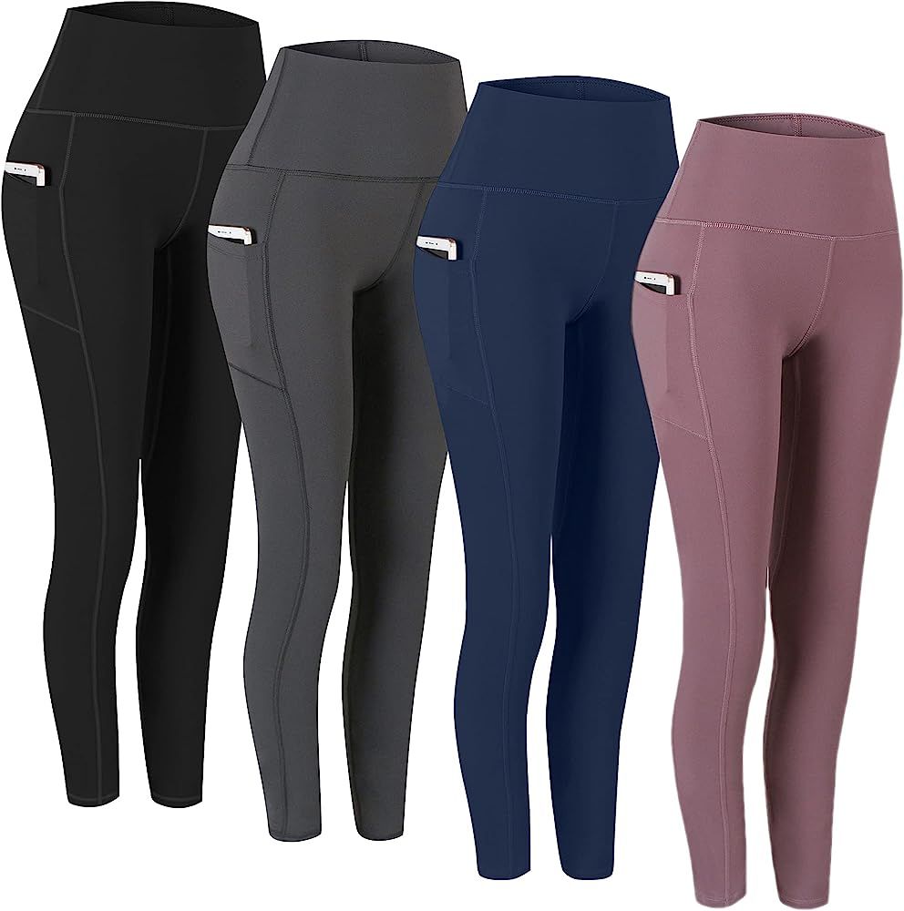 Fengbay 4 Pack High Waist Yoga Pants, Pocket Yoga Pants Tummy Control Workout Leggings 4 Way Stre... | Amazon (US)
