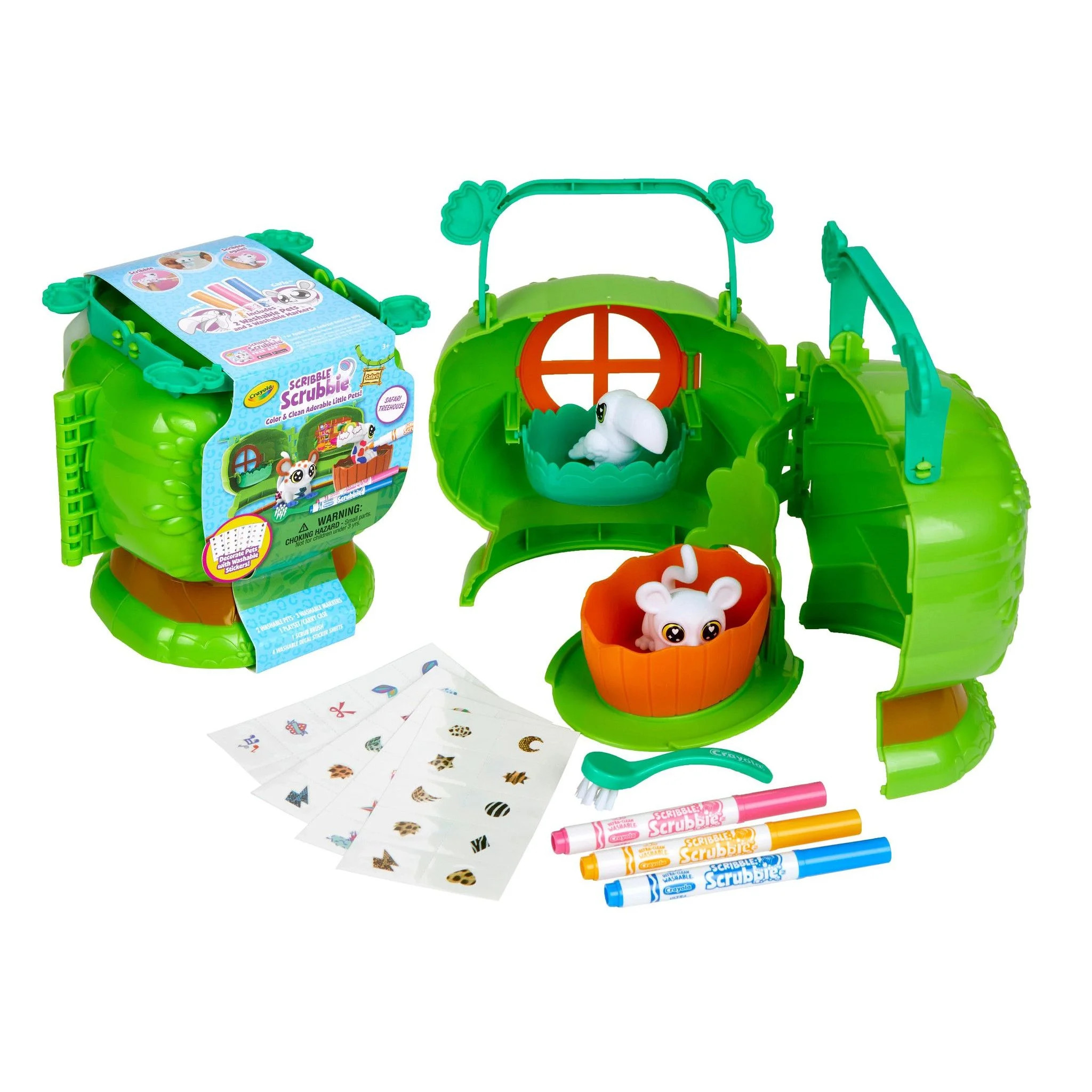 Crayola Scribble Scrubbie Pets Safari Treehouse, Toy Storage Case, Gift for Kids - Walmart.com | Walmart (US)