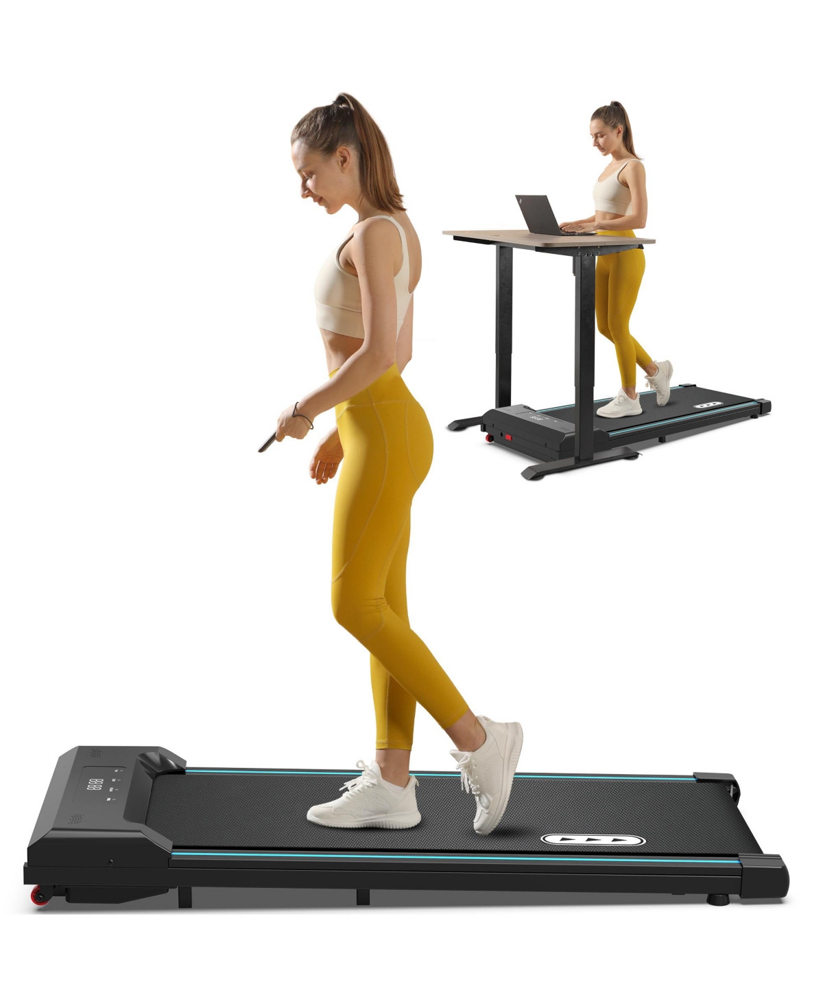 Redliro Walking Pad Under Desk Treadmill 265LBS 2.25HP Running Machine for Home Office, Black - Black | Macy's