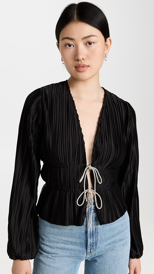 WAYF Payton Tie Front Blouse | SHOPBOP | Shopbop