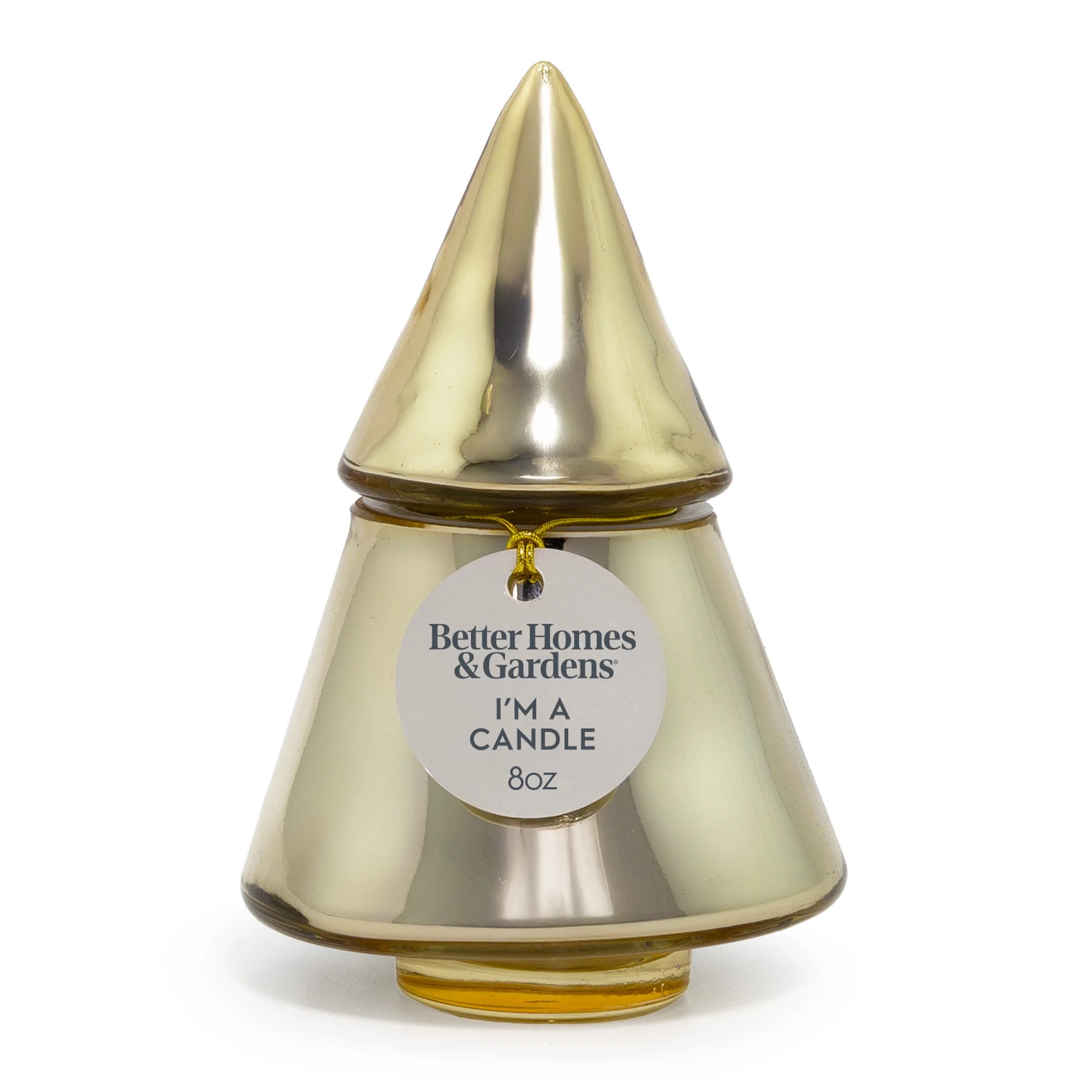 Better Homes & Gardens 1-Wick Metallic Glass Christmas Tree Candle, Cinnamon Buttercream, 8 oz | Walmart (US)