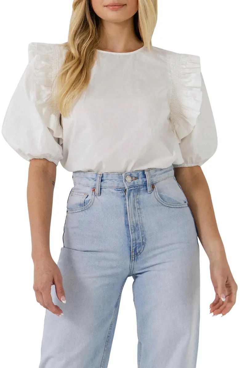 Ruffle Smocked Puff Sleeve Blouse | Nordstrom