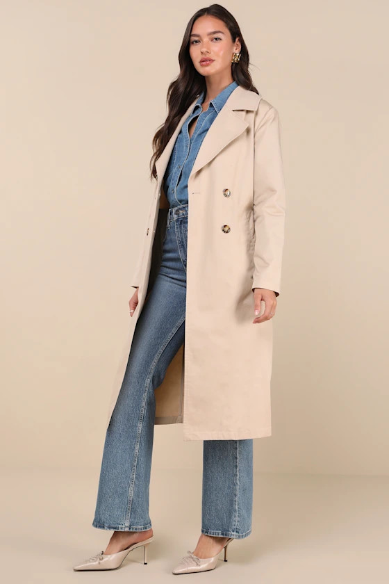 Fave Forecast Beige Twill Trench Coat | Lulus