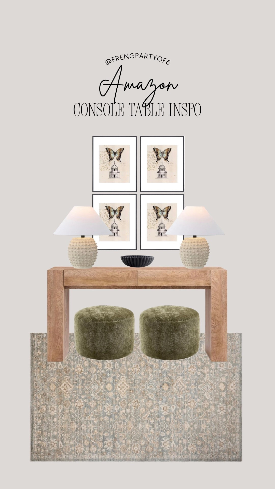 Amazon console inspo! I love these hobnail lamps and olive green ottomans 😍

#LTKHome