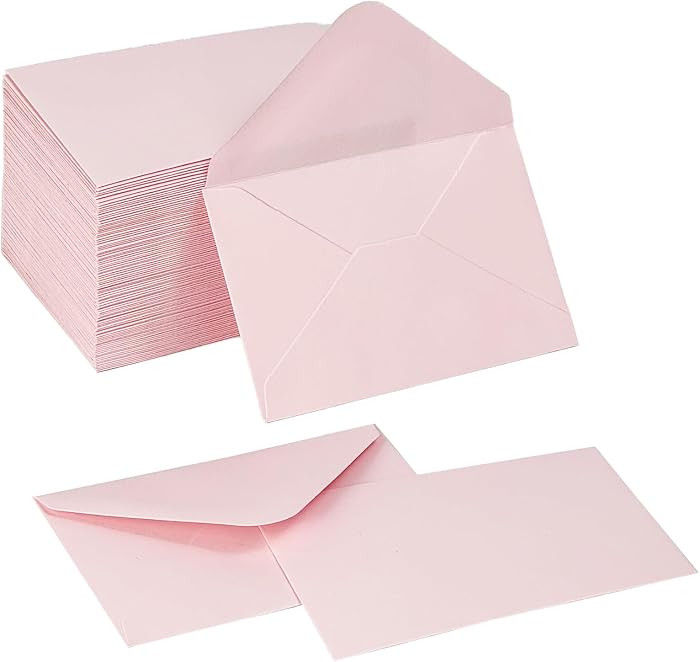 100 Pack Small Gift Card Envelopes 4 x 2.75" Mini Pink Business Envelope | Amazon (US)
