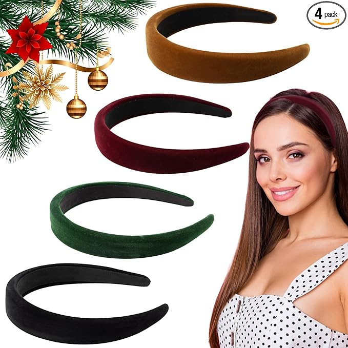 ZOCONE 4Pcs Velvet Headbands for Women‘s Hair, Soft Padded Headband Made of Fabric, No Teeth Wi... | Amazon (UK)