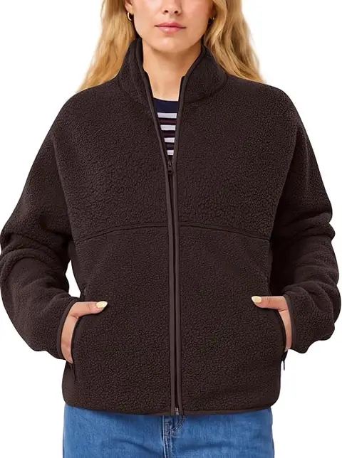 SUUKSESS Women Full Zip Up Teddy Jackets Fuzzy Sherpa Fleece Cozy Warm Coat