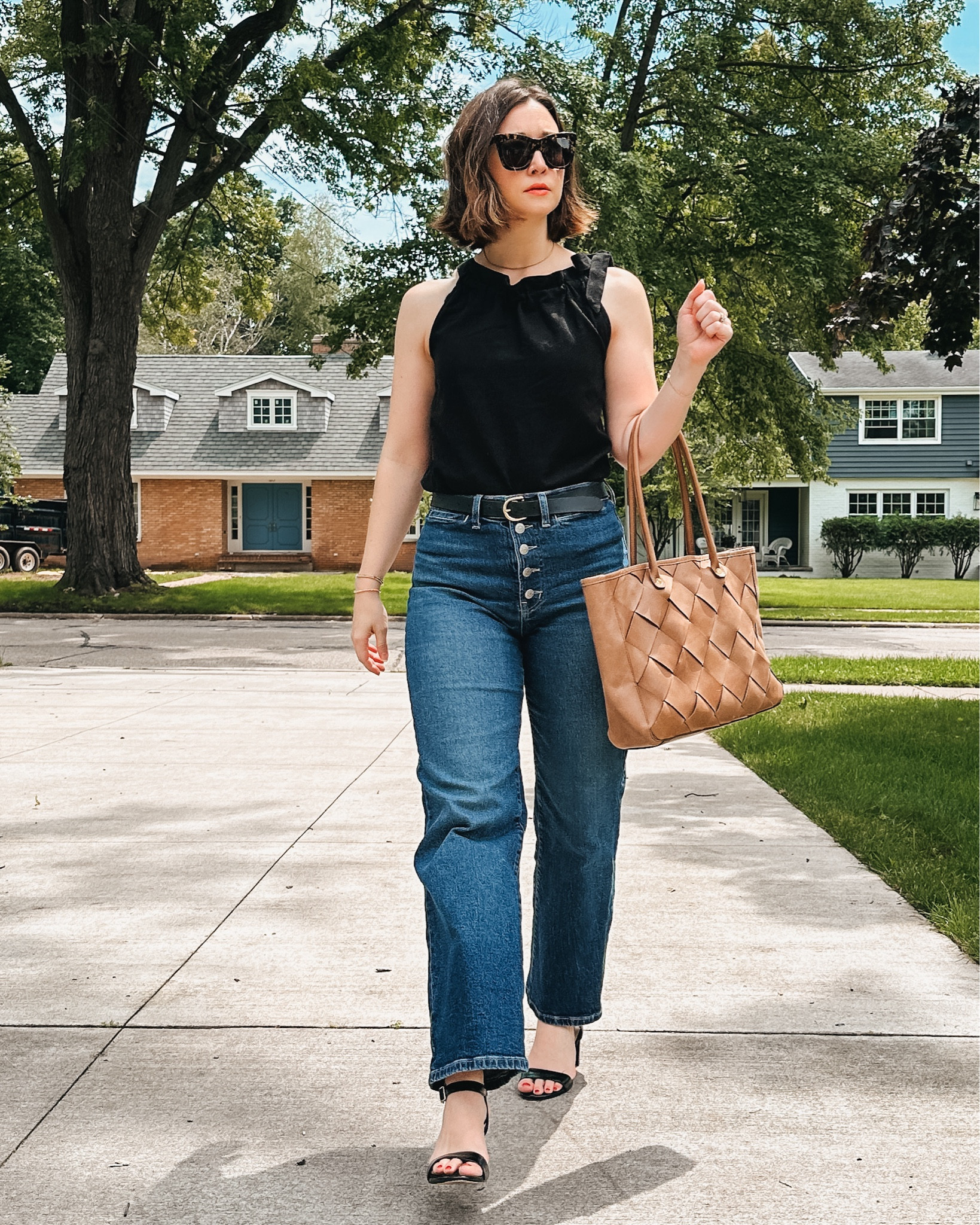 Wide leg jeans casual cool outfit channeling French girl vibes