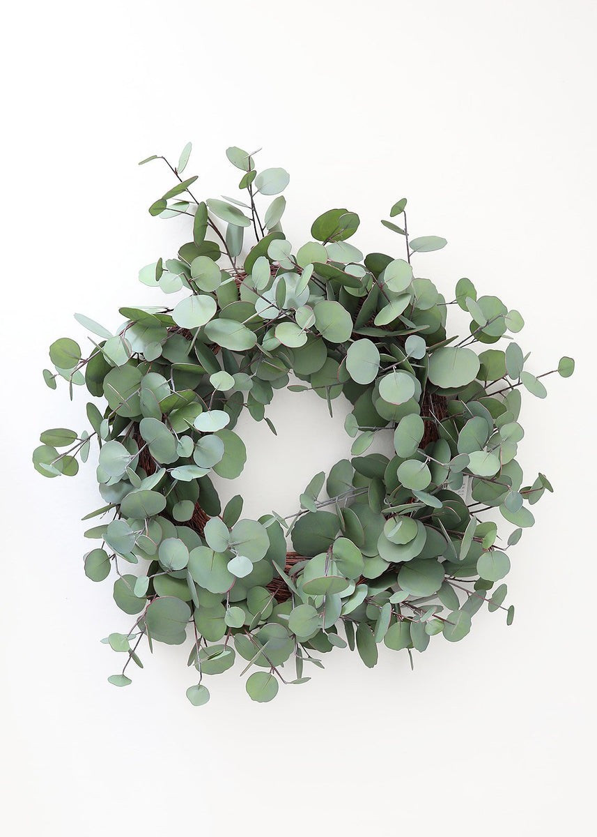 Real Touch Silver Dollar Eucalyptus Wreath - 22 | Afloral (US)