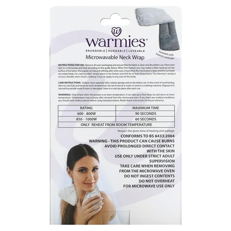 Warmies Microwavable Neck Wrap, Marshmallow Gray, Relaxing Lavender, 1 Wrap | Walmart (US)