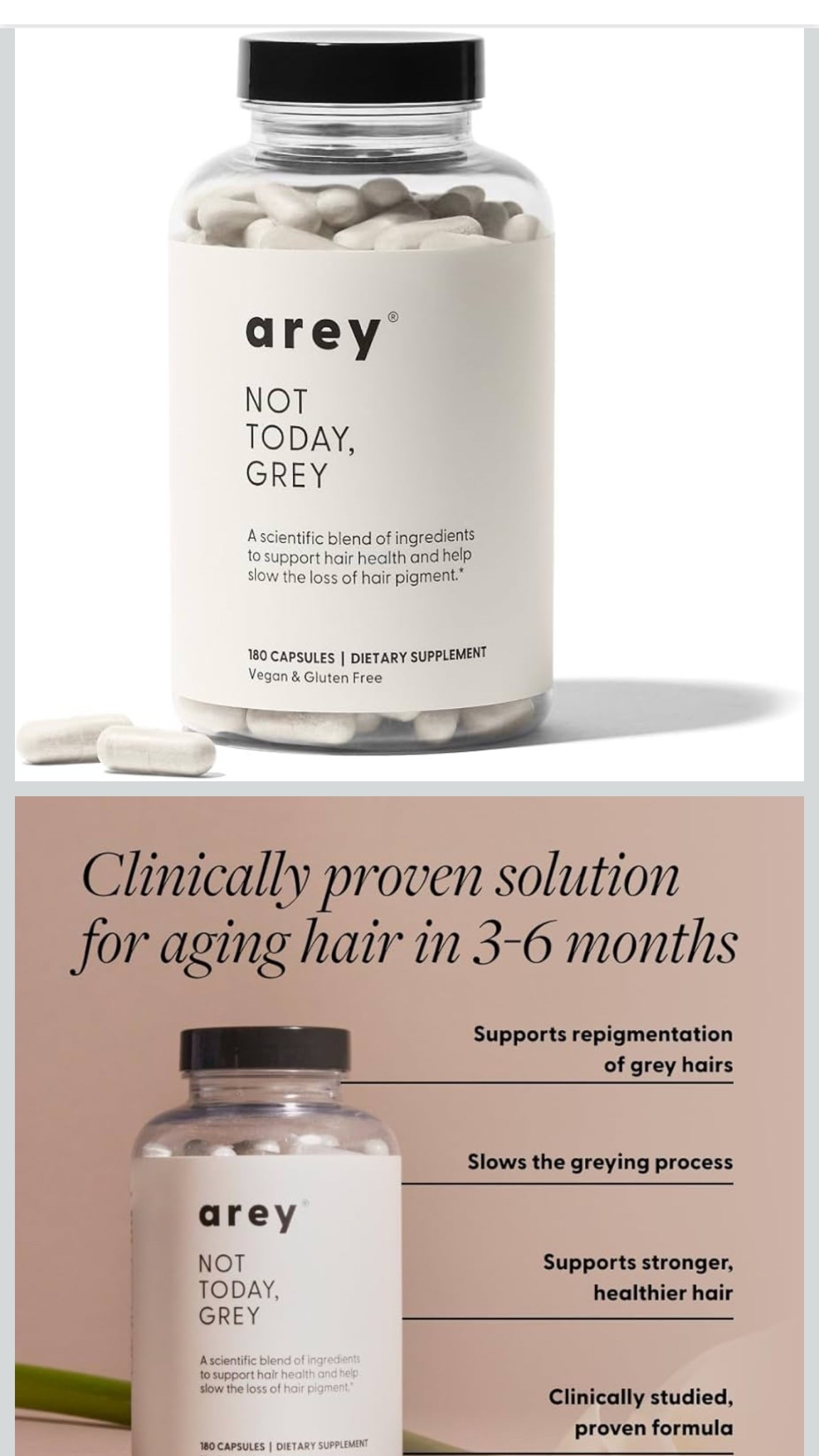Arey Not Today, Grey Daily Hair Supplement for Women & Men | Slows Grey Hair Growth & Repigment in 3-6 Months | Promotes Healthier, Thicker Hair | Biotin, B +D Vitamins | Vegan & Gluten Free #amazon #amazonfinds 

#LTKBeauty #LTKselfcare #LTKfoodie