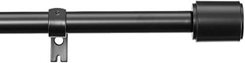 AmazonBasics 1-Inch Wall Curtain Rod with Cap Finials - 72 to 144 Inch, Black | Amazon (US)